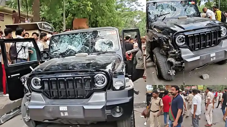 gaya road accident thar collides with toto crowd vandalism