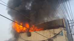 Massive Fire at Plastic Warehouse Area Evacuated Fire Brigade at Work