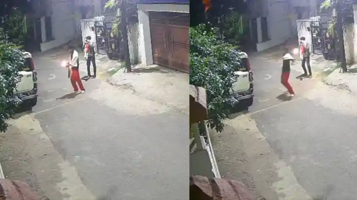 RSS दफ्तर पर पेट्रोल बम से हमला: सीसीटीवी में कैद हुई वारदात