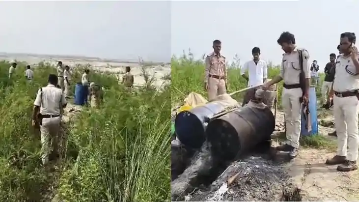 वैशाली पुलिस की बड़ी कार्रवाई: दियारा में शराब की दर्जनों भट