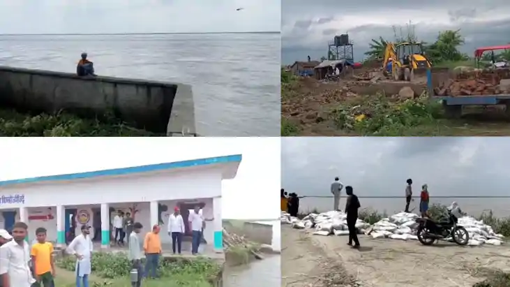 bagaha gandak river erosion 100 houses submerged school at r