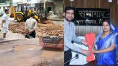 manita devi repairs road pothole private fund