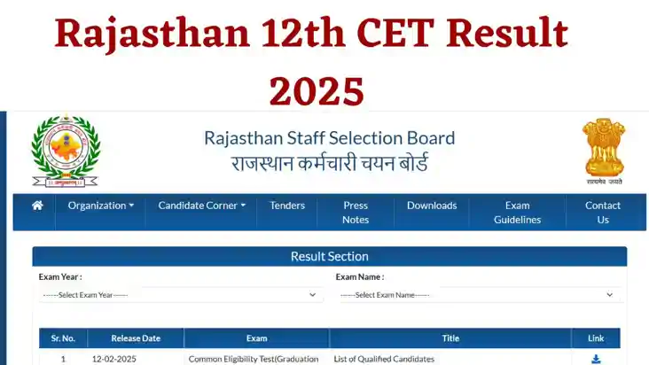 राजस्थान CET 12वीं लेवल रिजल्ट 2024 जारी, ऐसे करें चेक