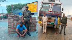 भोजपुर में मद्यनिषेध विभाग की बड़ी कार्रवाई: 14 चक्का ट्रक से 432 लीटर विदेशी शराब बरामद, एक तस्कर गिरफ्तार