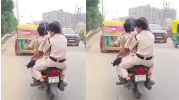 four cops on one bike three women police