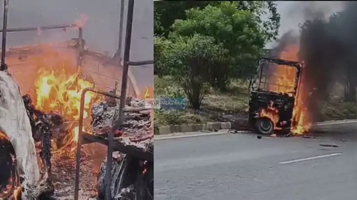 Muzaffarpur Massive fire broke out in CNG auto Muzaffarpur Massive fire broke out in CNG auto