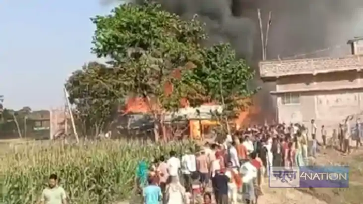 bihar news - खाना बनाने के दौरान चिंगारी से लगी भीषण आगः 6 घ