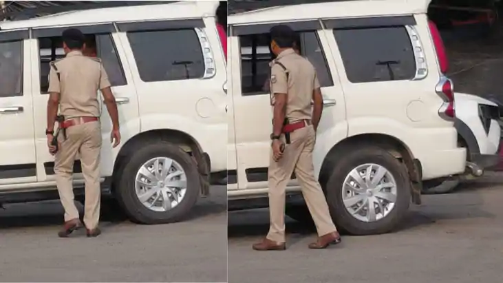 दारोगा जी का नया ‘स्वैग’: कमर छोड़ पीछे पिस्टल टांगने का अनो