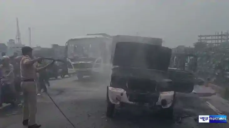 Bihar fire in moving van Bihar fire in moving van