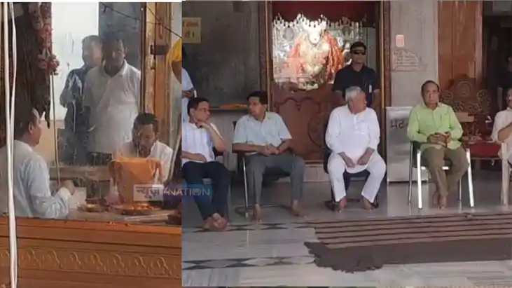 Nishant Kumar Visits Mahavir Temple With Nitish on Birthday