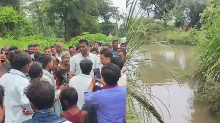 Fear of a crocodile in Bhapsa Nala it dragged