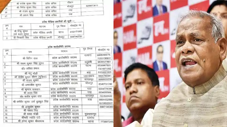 हिन्दुस्तानी अवाम मोर्चा (से) ने जारी की बिहार प्रदेश कमिटी 