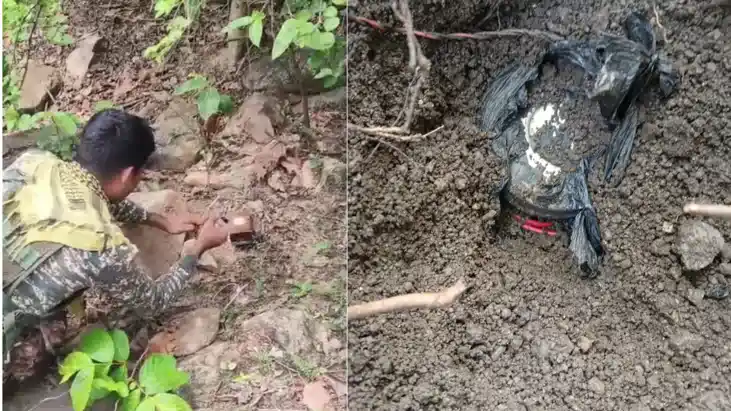सर्च अभियान के दौरान जमीन के नीचे छिपाकर रखी 4-5 किलो की IED