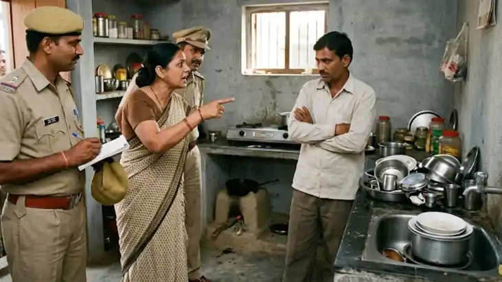 Husband did not wash the dishes, wife called the police