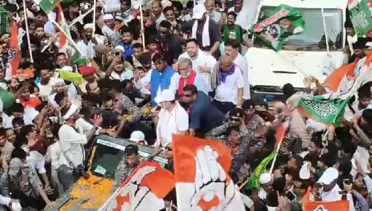 Vote adhikar yatra - भागलपुर में राहुल गांधी और तेजस्वी यादव