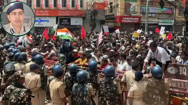student protest lathicharge ig escort car attack