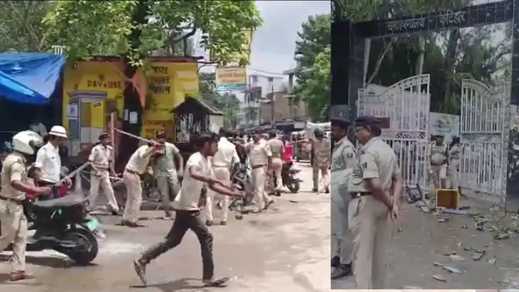 कटिहार समाहरणालय पर छात्रों का उग्र प्रदर्शन