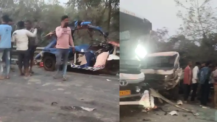 Bihar Road Accident : भागलपुर में भीषण सड़क हादसा, बस और टें