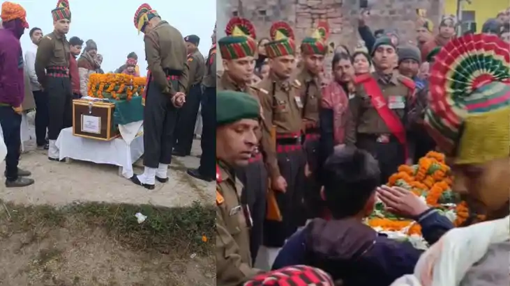 Bihar News: बेटे ने दी शहीद को अंतिम सैलूट, चिता के साथ रोती