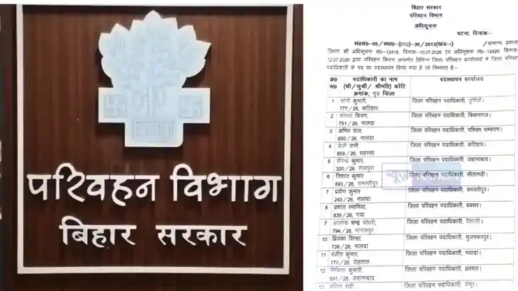 Bihar DTO Transfer List 2026
