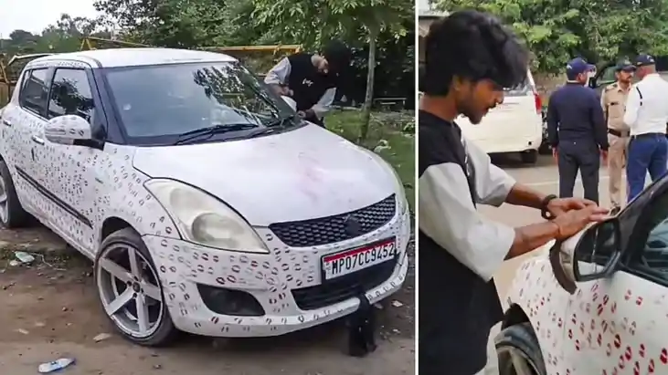 3400 lipstick marks on car 