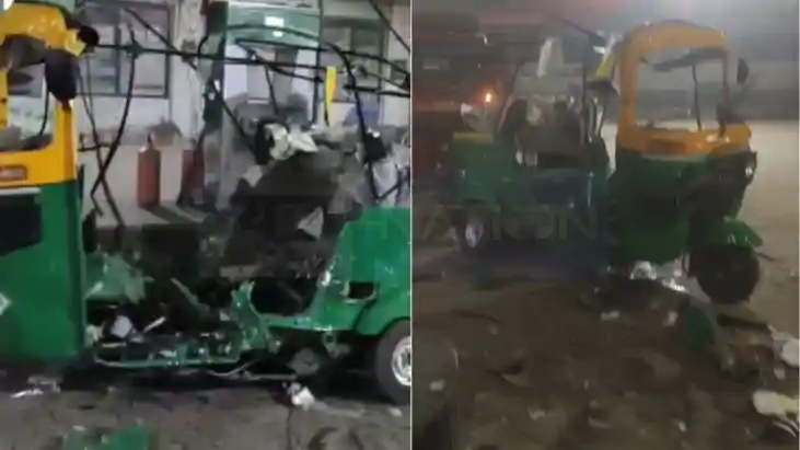 CNG tank explodes at petrol pump auto blown to pieces stampe