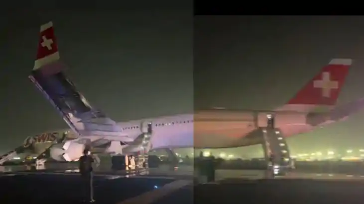 Swiss Airlines flight catches fire