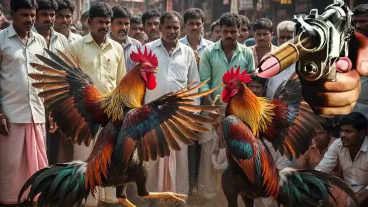 बदमाशों का तांडव! सरेआम बाजार में मुर्गा लड़ाई देख रहे हिस्ट