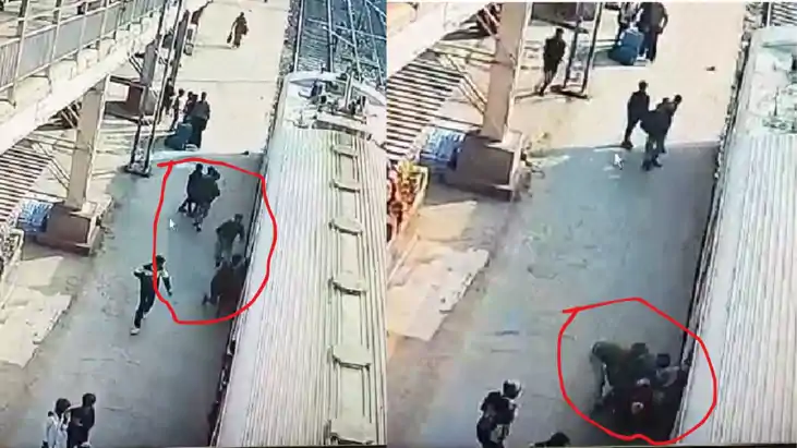 चलती ट्रेन में चढ़ने से फिसली महिला, 2 साल का बच्चा गोद में…