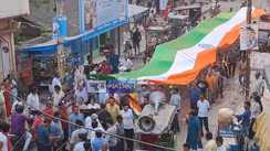 100 feet long tricolor procession in protest 