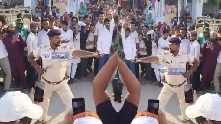 Bihar Cop Sword Display During Muharram Duty Goes Viral Prob