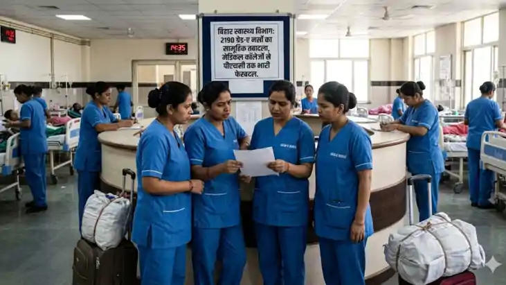 Bihar Health Department official notice for nurse transfers.