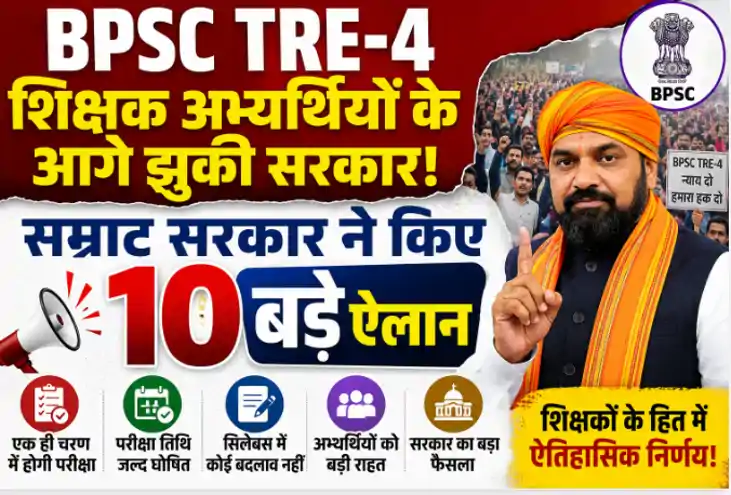 BPSC TRE 4 Exam CM Samrat Announces Single Phase Test Relief