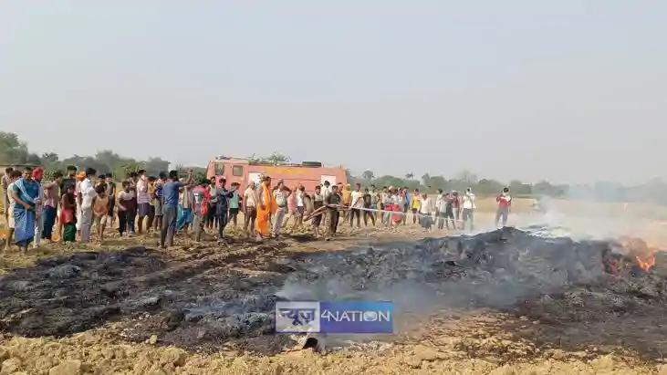 Bihar news - थ्रेसर से निकली चिंगारी ने सवा बीघा गेहूं को जल