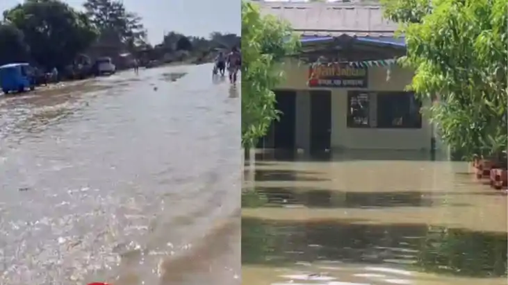 बगहा में गंडक का  विकराल रूप :  बेतिया-गोरखपुर एनएच पर चढ़ा 