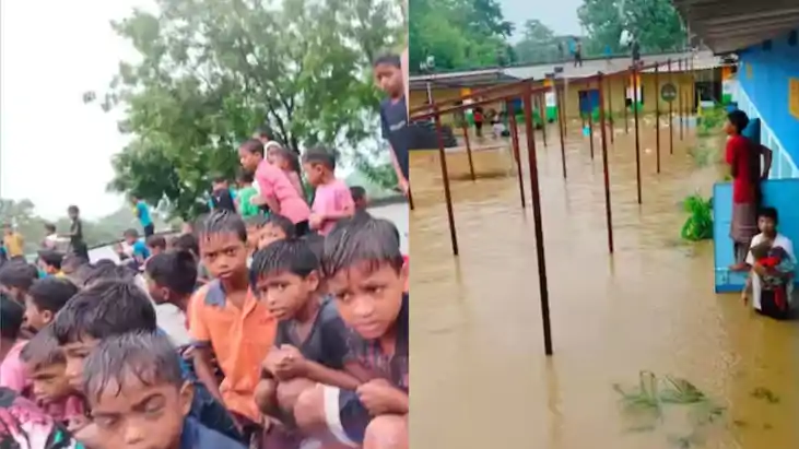 झारखंड में भारी बारिश बनी मुसीबत! रातभर स्कूल के छत पर भीगते झारखंड में भारी बारिश बनी मुसीबत! रातभर स्कूल के छत पर भीगते