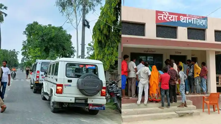 saran taraiya police attacked five cops injured