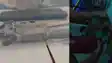 waving weapons