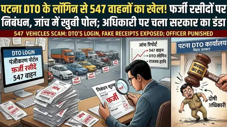 पटना DTO के लॉगिन से 547 वाहनों का खेल! फर्जी रसीदों पर निबं