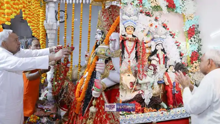 Nitish Kumar offered prayers to Shitala Mata, Badi Patnadevi Nitish Kumar offered prayers to Shitala Mata, Badi Patnadevi