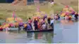 No Bridge Even in Death Villagers Carry Bier Across River