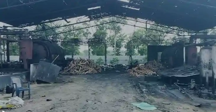 टायर ऑयल प्लांट के पर्यावरण प्रदूषण से मानव सहित फसल की हो र