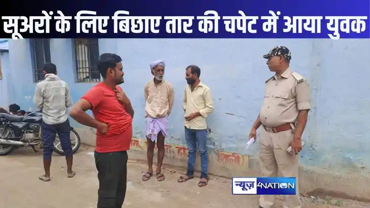जंगली सूअरों को पकड़ने के लिए बिछाए गए बिजली के नंगे तार की जंगली सूअरों को पकड़ने के लिए बिछाए गए बिजली के नंगे तार की