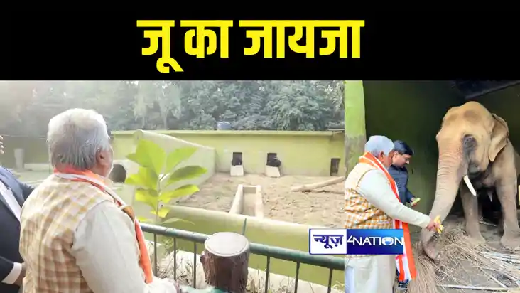 Patna News : पटना जू में बढ़ती ठंड से बचाने के लिए हाथी की हो